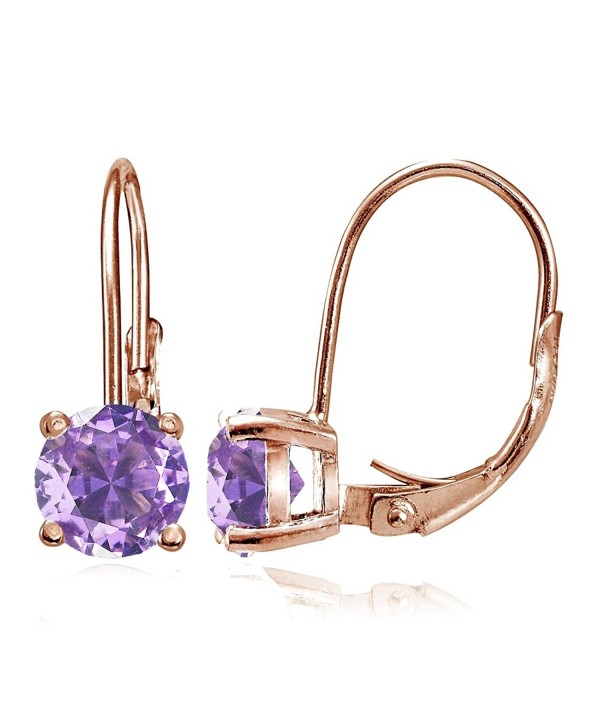 Sterling Simulated Amethyst Leverback Earrings