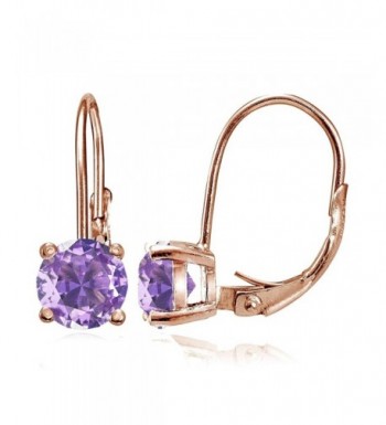 Sterling Simulated Amethyst Leverback Earrings