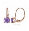 Sterling Simulated Amethyst Leverback Earrings