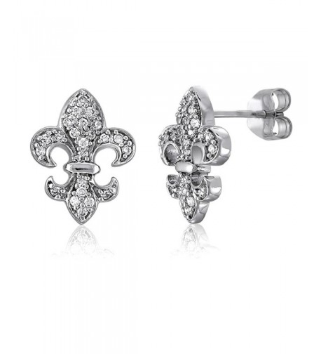 BERRICLE Rhodium Sterling Zirconia Earrings