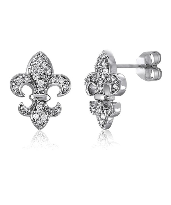 BERRICLE Rhodium Sterling Zirconia Earrings