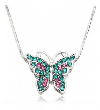 Silver Crystal Butterfly Pendant Necklace