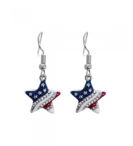 Patriotic Rhinestone Crystal American Earrings