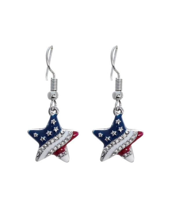 Patriotic Rhinestone Crystal American Earrings