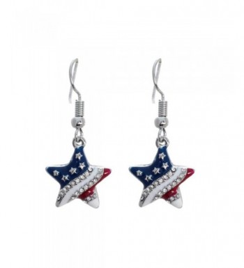 Patriotic Rhinestone Crystal American Earrings