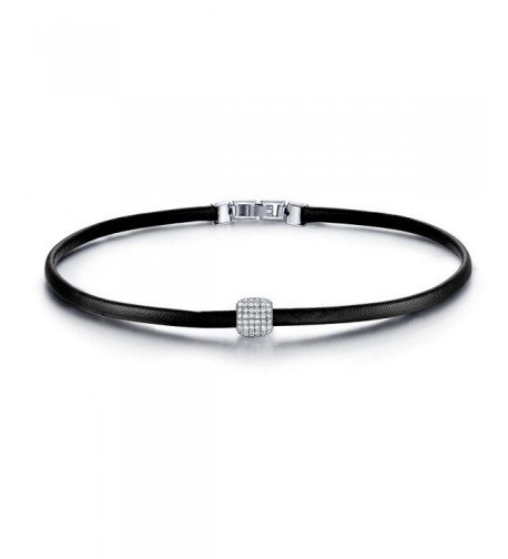 UMODE Leather Choker Zirconia Accented