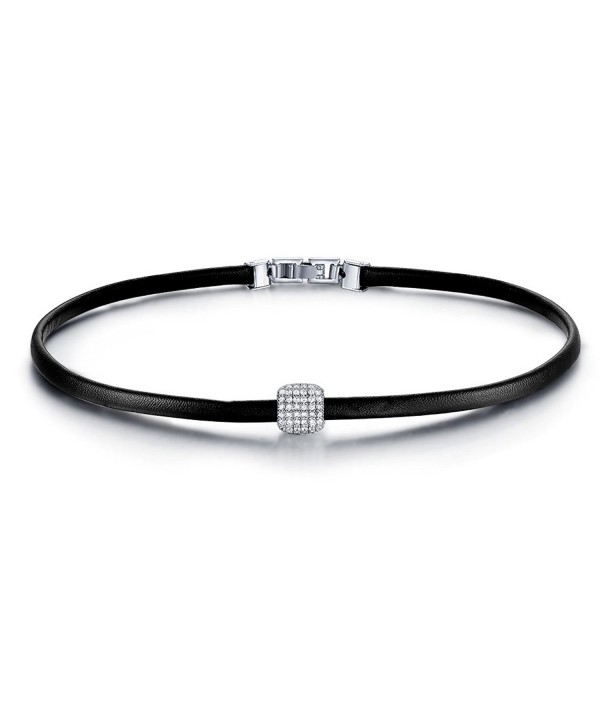 UMODE Leather Choker Zirconia Accented