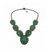 Circles Reconstructed Malachite Brass Statement Necklace
