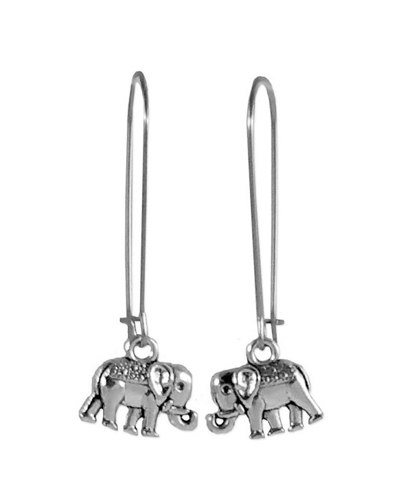 Sabai Silvertone Elephant Earrings Stainless