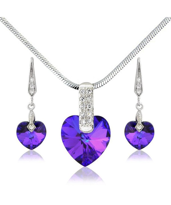 Purple Swarovski Elements Necklace Earrings