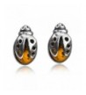 Sterling Silver Amber Ladybugs Earrings