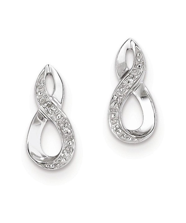 Sterling Rhodium Diamond Post Earrings