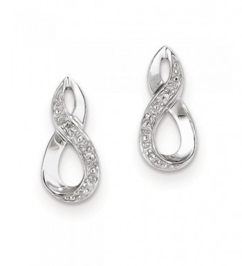 Sterling Rhodium Diamond Post Earrings
