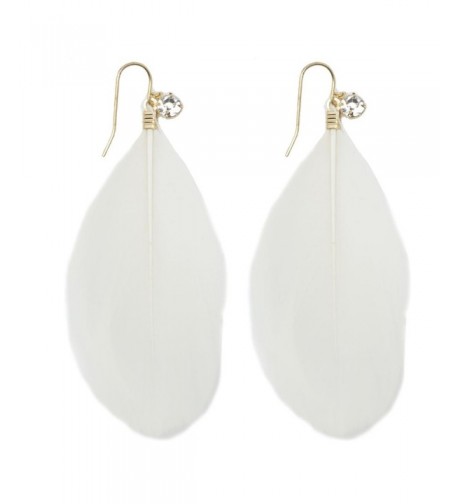 Womens Natural Feather Earrings White