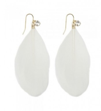 Womens Natural Feather Earrings White