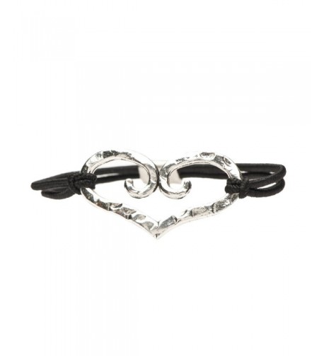 Heart Pewter Nylon Stretch Bracelet