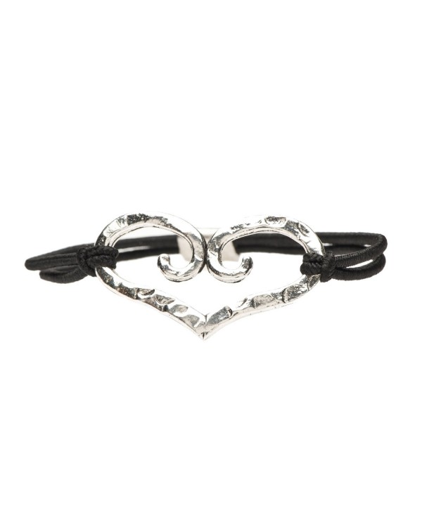 Heart Pewter Nylon Stretch Bracelet