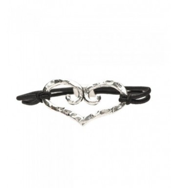 Heart Pewter Nylon Stretch Bracelet