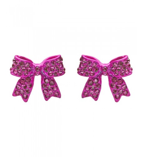 Fashion Crystal Ribbon Earrings Fuschia