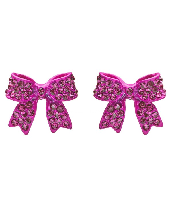 Fashion Crystal Ribbon Earrings Fuschia