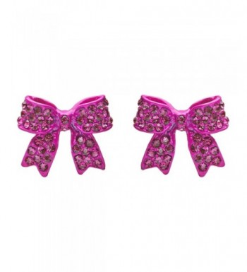 Fashion Crystal Ribbon Earrings Fuschia