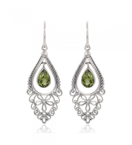 Sterling Filigree Chandelier Peridot Earrings