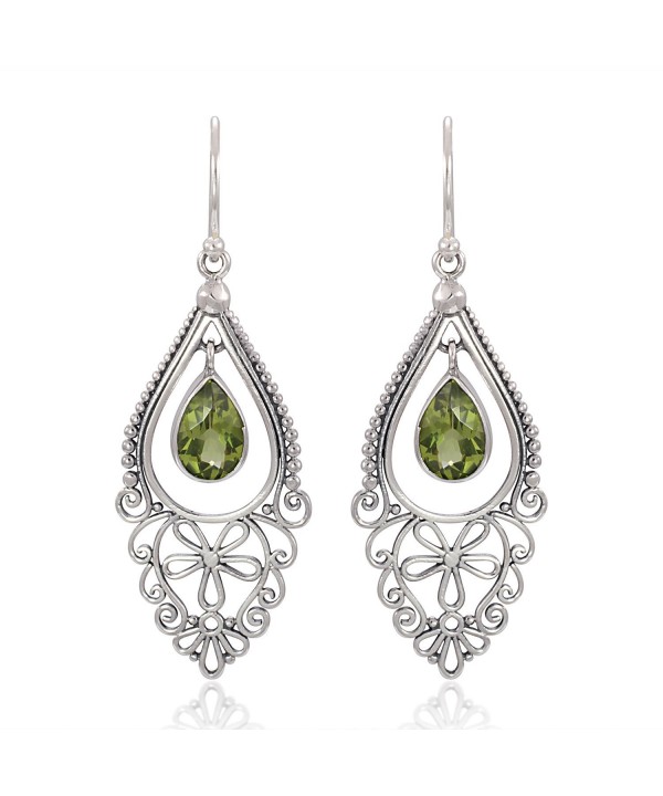 Sterling Filigree Chandelier Peridot Earrings