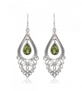 Sterling Filigree Chandelier Peridot Earrings