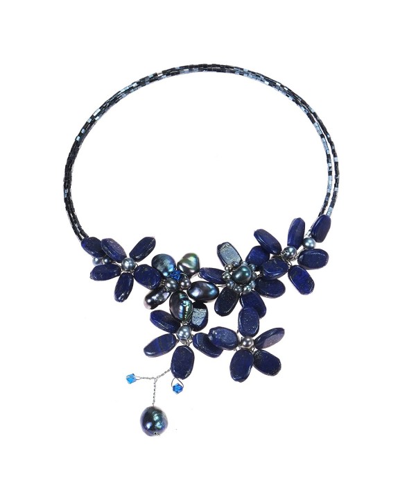 Reconstructed Lapis Lazuli Cultured Freshwater Necklace