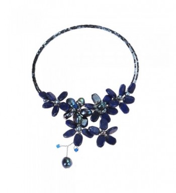 Reconstructed Lapis Lazuli Cultured Freshwater Necklace