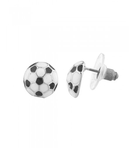 Lux Accessories Silvertone Soccer Earrings