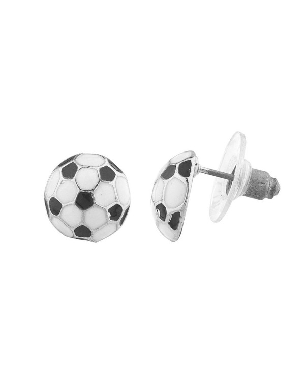 Lux Accessories Silvertone Soccer Earrings