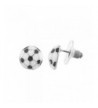 Lux Accessories Silvertone Soccer Earrings