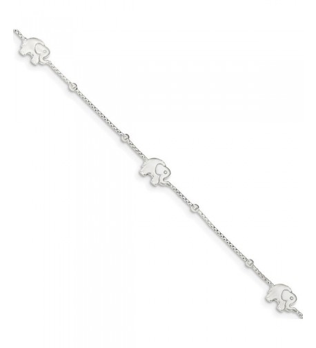 Sterling Silver Polished Elephant Anklet