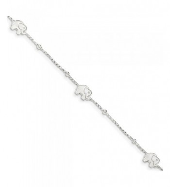 Sterling Silver Polished Elephant Anklet