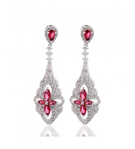 GULICX Flower Zirconia Chandelier Earrings