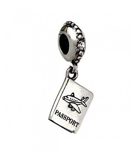 Airplane Passport Dangle Charm Sterling