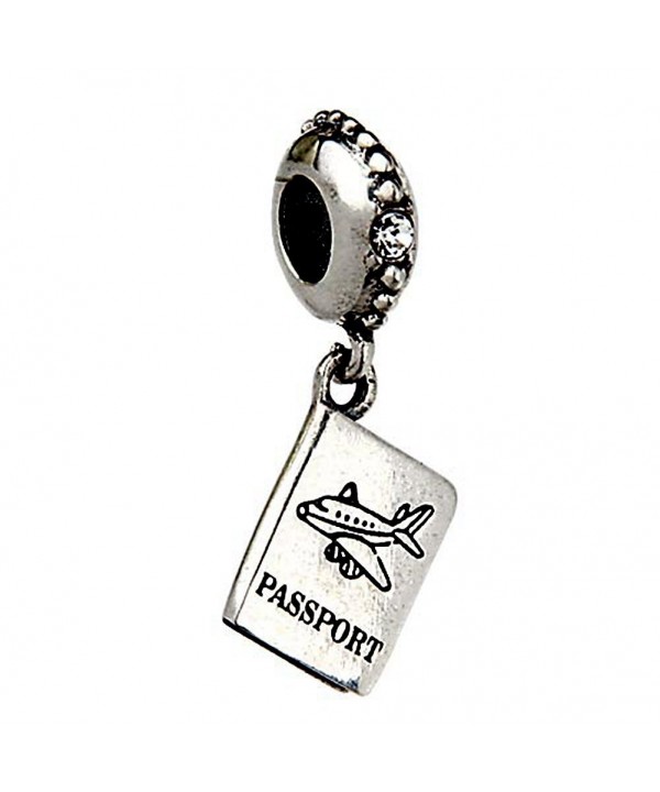 Airplane Passport Dangle Charm Sterling