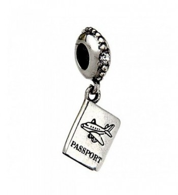 Airplane Passport Dangle Charm Sterling