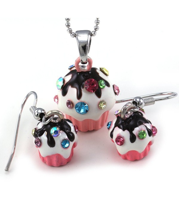 Chocolate Frosting Birthday Necklace Earrings