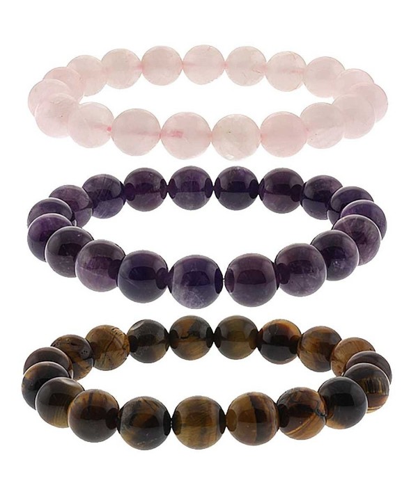 Simulated Quartz Amethyst Stretchy Bracelet