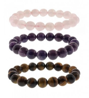 Simulated Quartz Amethyst Stretchy Bracelet