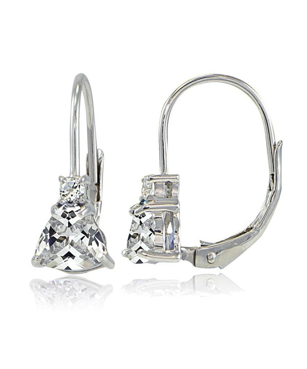 Sterling Zirconia Trillion Cut Leverback Earrings