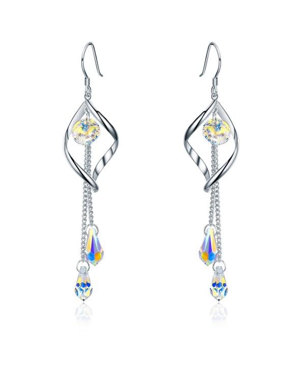 SBLING Platinum Plated Multi Teardrop Earrings Swarovski