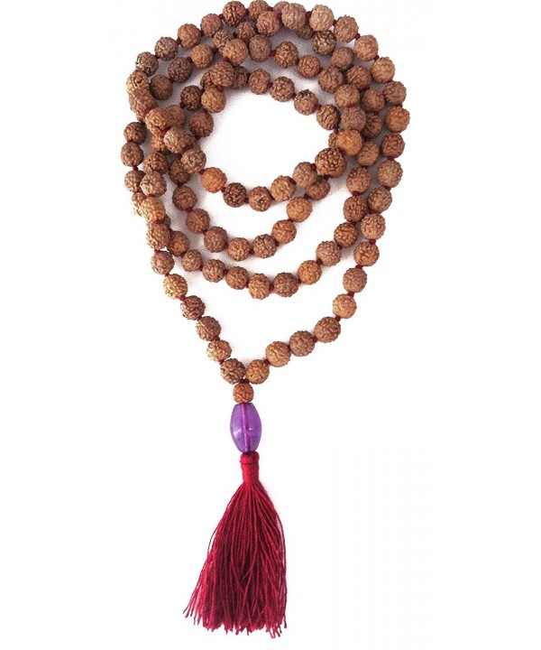 Rudraksha Amethyst Pendant Prayer Bead