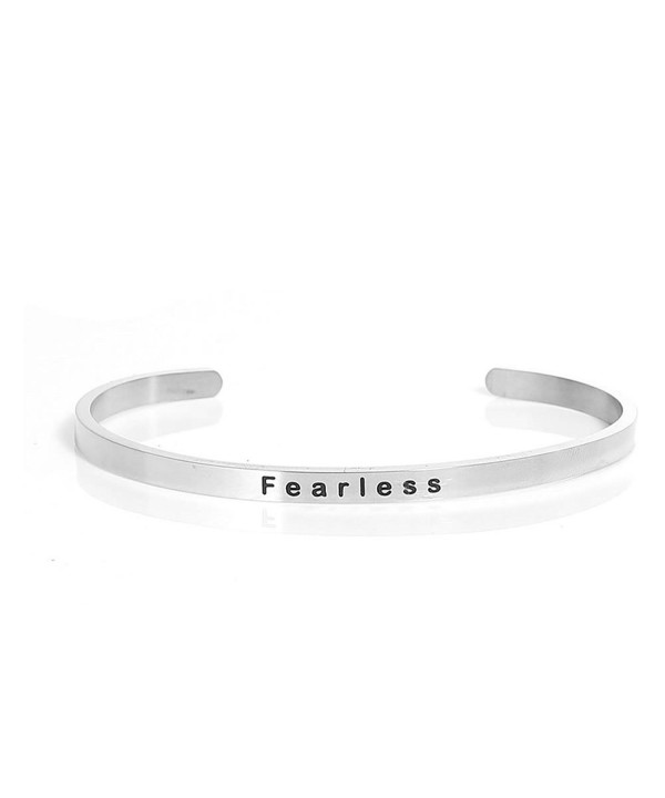 Stainless Fearless Positive Quotes Bracelet