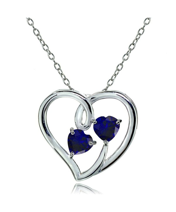 Sterling Silver Created Sapphire Necklace