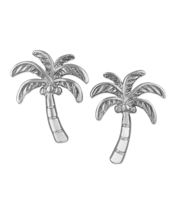 Rhodium Sterling Silver Coconut Earrings