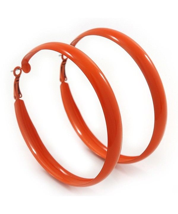 Large Orange Enamel Hoop Earrings