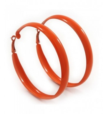 Large Orange Enamel Hoop Earrings